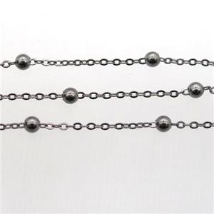 copper chain with ball, black plated, approx 2mm, 4mm