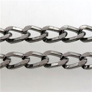 iron curb chain, black plated, approx 8-13mm