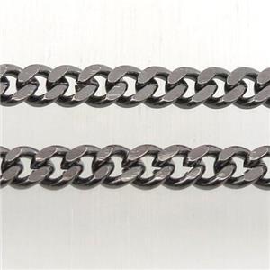 copper curb chain, black plated, approx 4mm, copper