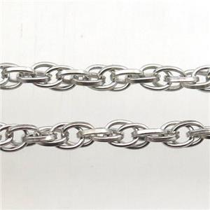 iron Rope Chain, platinum plated, approx 4-5mm