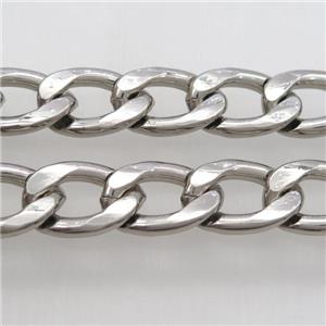 Aluminum curb chain, platinum plated, approx 16-25mm, 4mm thickness