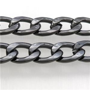 Aluminum curb chain, black gunmetal plated, approx 16-25mm, 4mm thickness