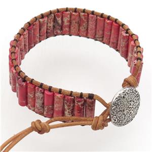 red Imperial Jasper bracelet, Adjustable, approx 4-14mm, 18cm length