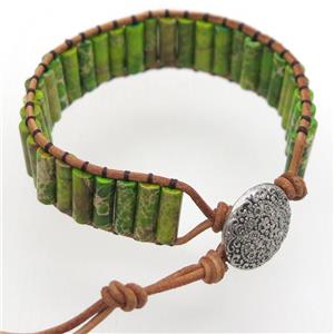 olive Imperial Jasper bracelet, Adjustable, approx 4-14mm, 18cm length