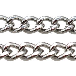 iron curb chain, platinum plated, approx 7x9mm