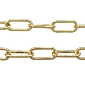 copper paperclip chain, gold plated, approx 7.5x16.5mm