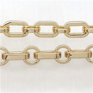 Alloy Rolo Chain, lt.gold plated, approx 8mm, 7-12mm