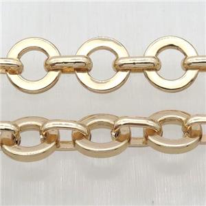 Alloy Chain, circle, lt.gold plated, approx 7-10mm, 12mm