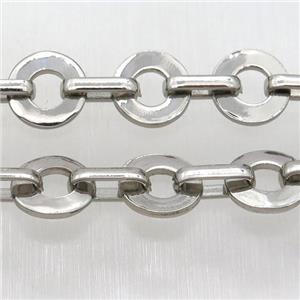 Alloy Chain, circle, platinum plated, approx 7-10mm, 12mm