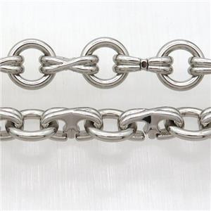 Alloy Chain, platinum plated, approx 13mm, 8-15mm