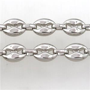 alloy chain, platinum plated, approx 10-14mm