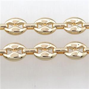 alloy chains, pignose, gold plated, approx 10-14mm