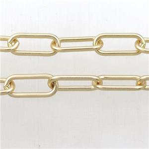 Brass paperclip chain, gold plated, approx 7-17mm