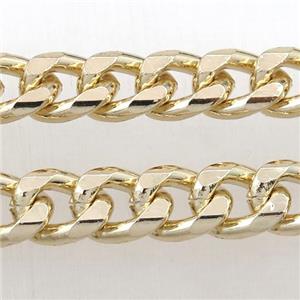 Alloy curb chain, gold plated, approx 9-11mm, 3mm thickness