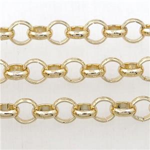 Iron Rolo Chain, gold plated, approx 6mm