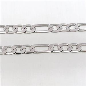 Copper chain, platinum plated, approx 6-9mm, 6-14mm