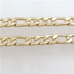 Iron curb chain, gold plated, approx 10-14mm, 10-19mm