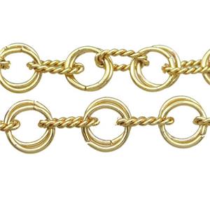 copper chain, iron link, gold plated, approx 15mm, 11-19mm