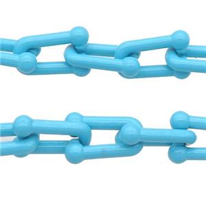 Alloy U-shape Chain with fire blue lacquered, approx 6-11mm