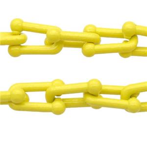 Alloy U-shape Chain with fire yellow lacquered, approx 6-11mm