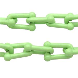 Alloy U-shape Chain with fire olive lacquered, approx 6-11mm