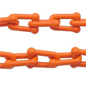 Alloy U-shape Chain with fire orange lacquered, approx 6-11mm