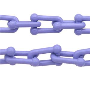 Alloy U-shape Chain with fire lavender lacquered, approx 6-11mm