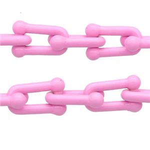 Alloy U-shape Chain with fire lt.pink lacquered, approx 6-11mm