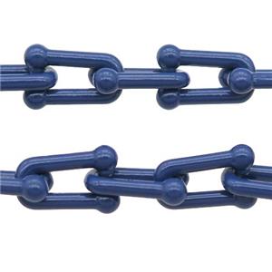 Alloy U-shape Chain with fire navyblue lacquered, approx 6-11mm
