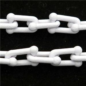Alloy U-shape Chain with fire white lacquered, approx 6-11mm