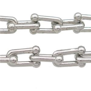 Alloy U-shape Chain, platinum plated, approx 6-11mm