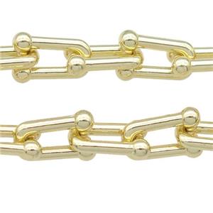 Alloy U-shape Chain, gold plated, approx 6-11mm