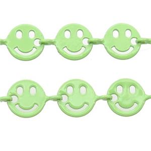 Copper Emoji smileface Chain with fire olive lacquered, approx 6mm