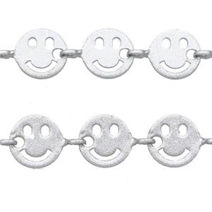 Copper Emoji smileface Chain with fire gray lacquered, approx 6mm