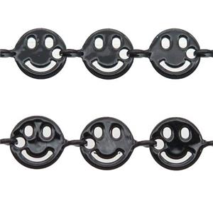 Copper Emoji smileface Chain with fire black lacquered, approx 6mm