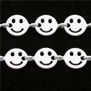 Copper Emoji smileface Chain with fire white lacquered, approx 6mm