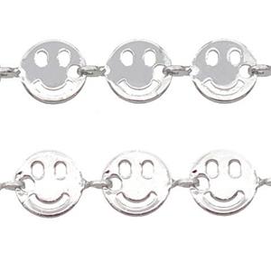 Copper Emoji smileface Chain, platinum plated, approx 6mm