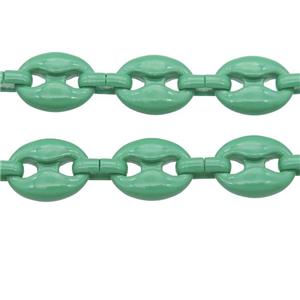 Alloy Chain with fire green lacquered, pignose, approx 11-14mm