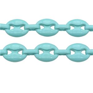 Alloy Chain with fire teal lacquered, pignose, approx 11-14mm