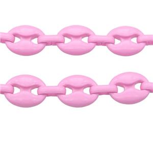 Alloy Chain with fire lt.pink lacquered, pignose, approx 11-14mm