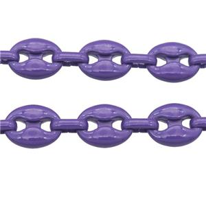 Alloy Chain with fire purple lacquered, pignose, approx 11-14mm