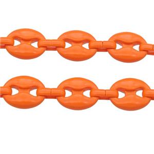 Alloy Chain with fire orange lacquered, pignose, approx 11-14mm