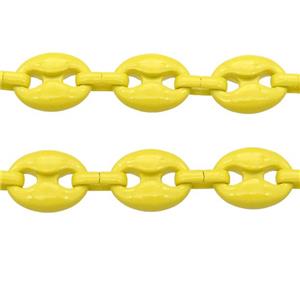 Alloy Chain with fire yellow lacquere, pignose, approx 11-14mm