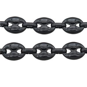 Alloy Chain with fire black lacquered, pignose, approx 11-14mm