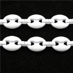 Alloy Chain with fire white lacquered, pignose, approx 11-14mm