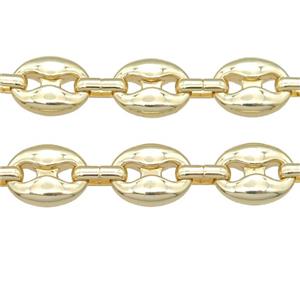 Alloy pignose Chain, gold plated, approx 11-14mm
