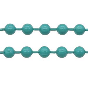 stainless Iron Ball Chain with fire green lacquer, approx 3.2mm