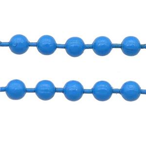 stainless Iron Ball Chain with fire royalblue lacquer, approx 3.2mm