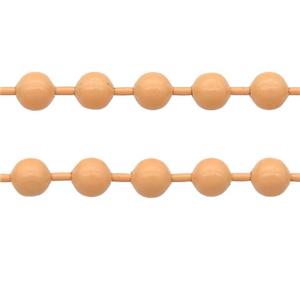 stainless Iron Ball Chain with fire peach lacquer, approx 3.2mm