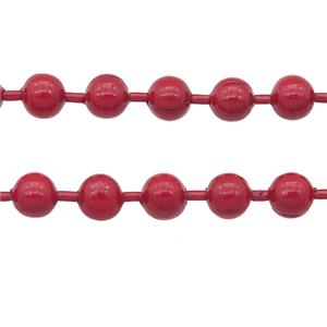 stainless Iron Ball Chain with fire red lacquer, approx 2.4mm